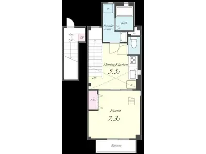 エバーパティオHA(1DK/2階)の間取り写真