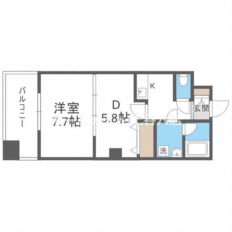 レフィーナカルム江坂(1DK/7階)の間取り写真