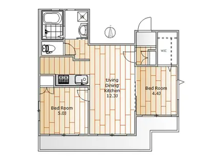 プレジール駒澤大学(2LDK/3階)の間取り写真