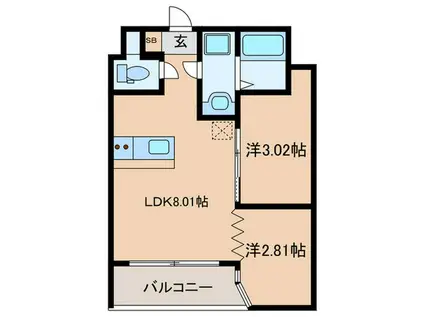THE GRANDWIN(2DK/2階)の間取り写真