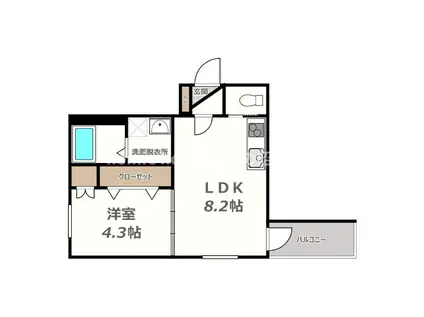 F ASECIA BECRUX (1LDK/3階)の間取り写真