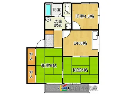 ファミールハイツ B棟(3DK/2階)の間取り写真