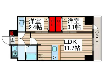 メイクスアート五反野(2LDK/5階)の間取り写真