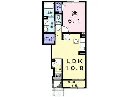 メゾン カルムI(1LDK/1階)の間取り写真