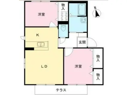 DAIKENN浜寺南町F棟(2LDK/1階)の間取り写真