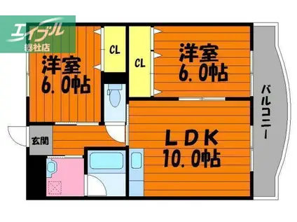 グレースコートM2(2LDK/1階)の間取り写真