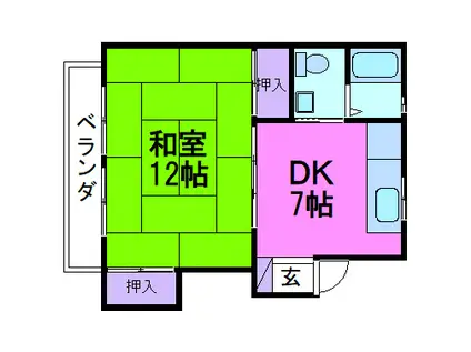 太陽ガーデン112(1LDK/1階)の間取り写真
