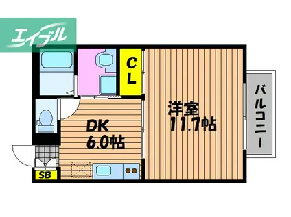 プログレス津島(1DK/3階)の間取り写真