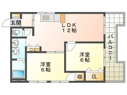 アキサダハイツ(2LDK/3階)の間取り写真