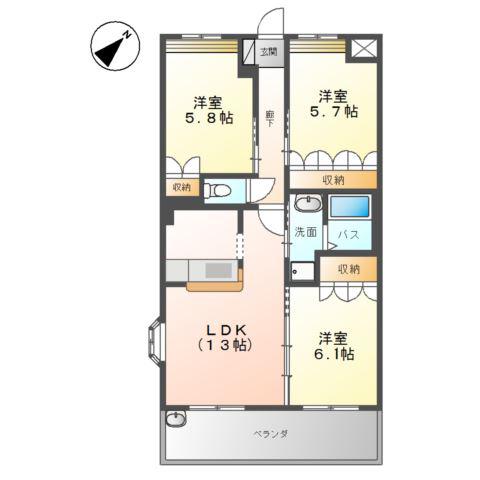 センチュリーカーサ(3LDK/2階)の間取り写真