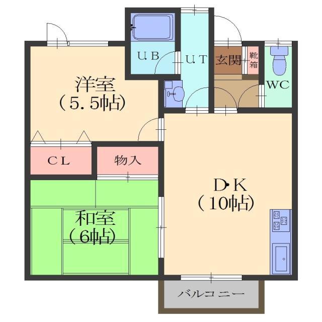 TWIN PALACE B(2LDK/2階)の間取り写真