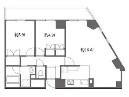 ラフィネ大崎(2LDK/4階)の間取り写真