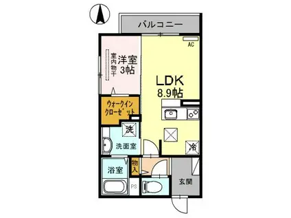アリエッタ牧落(1LDK/1階)の間取り写真