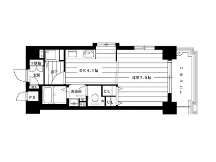 グランデール南今里(1DK/3階)の間取り写真