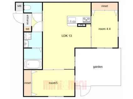 ワコーレヴィータ垂水坂上1丁目(1SLDK/1階)の間取り写真
