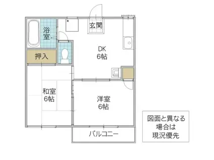 フラットこなん B棟(2DK/1階)の間取り写真