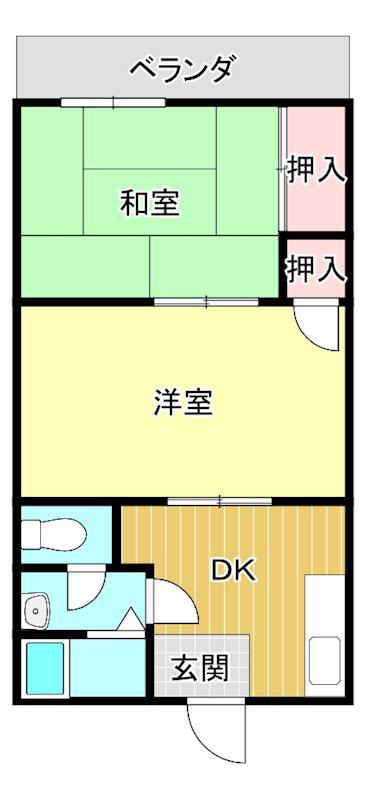 安良グリーンハイツ(2DK/1階)の間取り写真