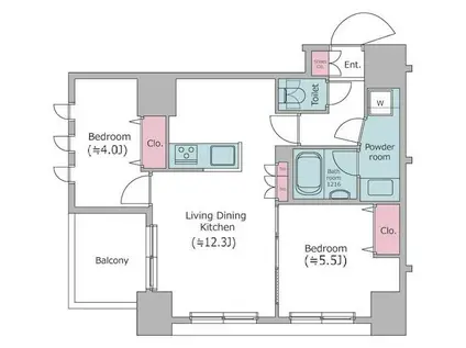 クレヴィアリグゼ日暮里(2LDK/12階)の間取り写真