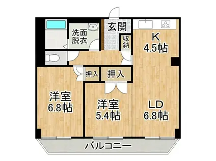 ホワイトパレス(2LDK/8階)の間取り写真