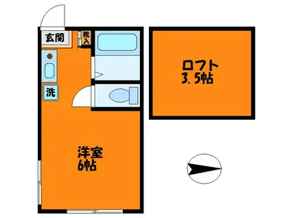 プレミアムコート(ワンルーム/2階)の間取り写真