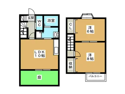 カーサ付知(2LDK/2階)の間取り写真