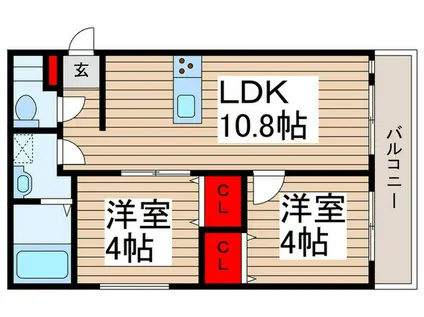 ミア流山(2LDK/1階)の間取り写真