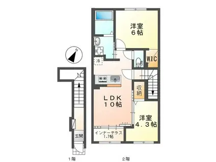 スターテラスII瀬戸(2LDK/2階)の間取り写真