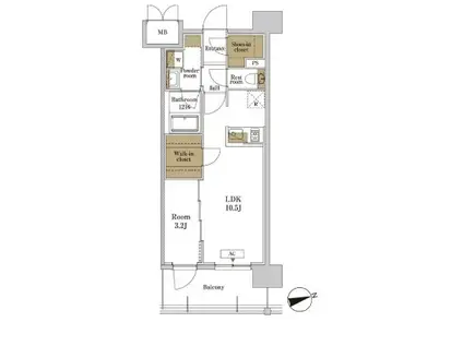 RJRプレシア川口(1LDK/8階)の間取り写真