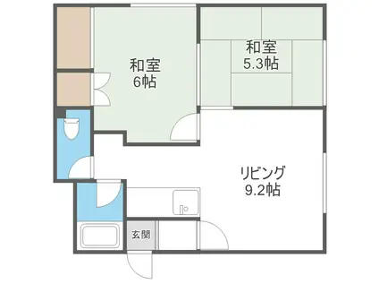 コーポ真木(2DK/2階)の間取り写真