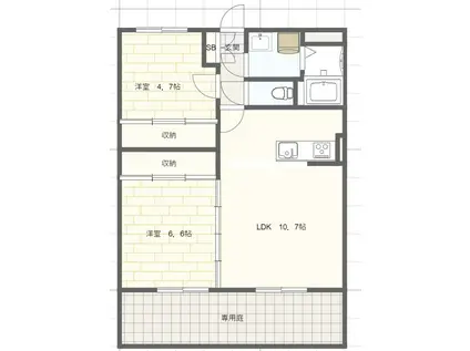 リバーサイド兼田(2LDK/3階)の間取り写真