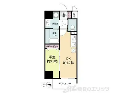 ソルテラス本庄西クレアスト(1DK/4階)の間取り写真