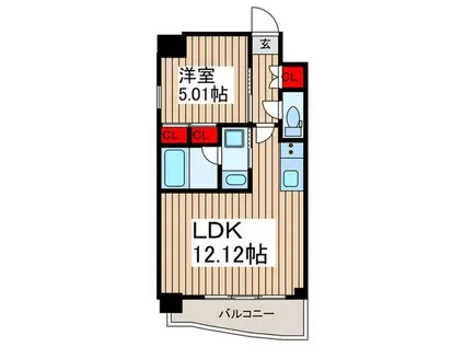 プレジオ川口ASIAN(1LDK/5階)の間取り写真