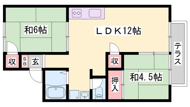 ファミール藤井(2LDK/1階)の間取り写真