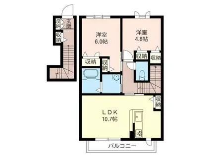 レフィシア湘南(2LDK/2階)の間取り写真