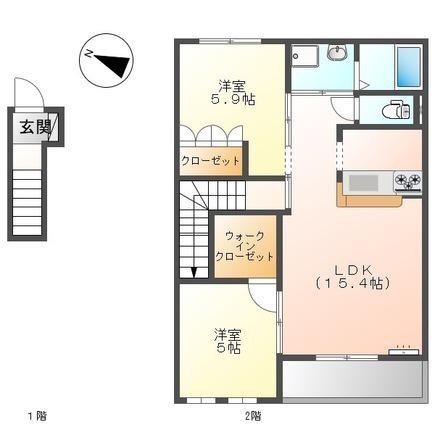 フォレスタ(2LDK/2階)の間取り写真