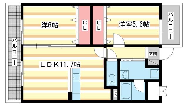 セピアコート(2LDK/3階)の間取り写真