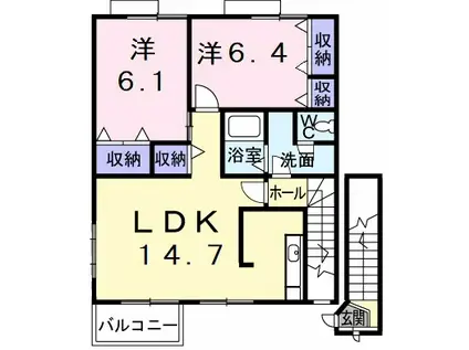 リンム緑 B(2LDK/2階)の間取り写真