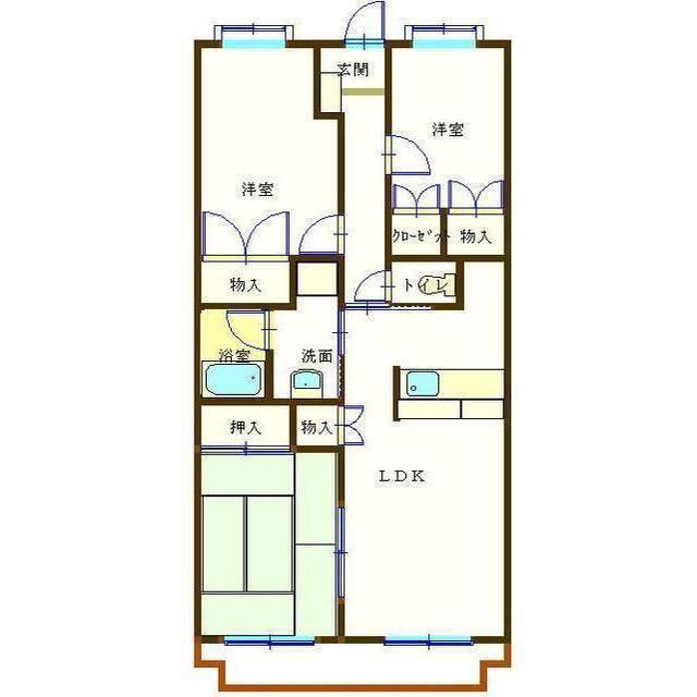 高田レジデンス(3LDK/2階)の間取り写真