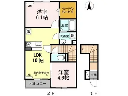 STRAHL B(2LDK/2階)の間取り写真