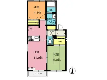 パークハウス A棟(2LDK/2階)の間取り写真