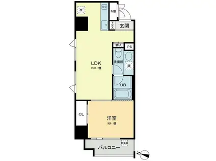 ベルファース本郷弓町(1LDK/11階)の間取り写真