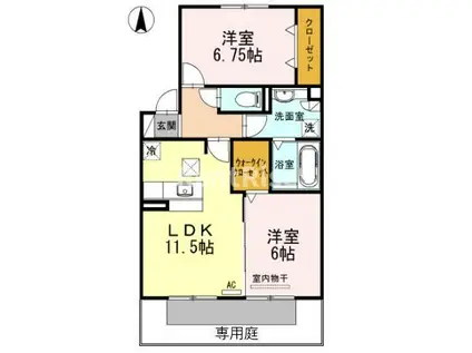 リバーベル(2LDK/1階)の間取り写真