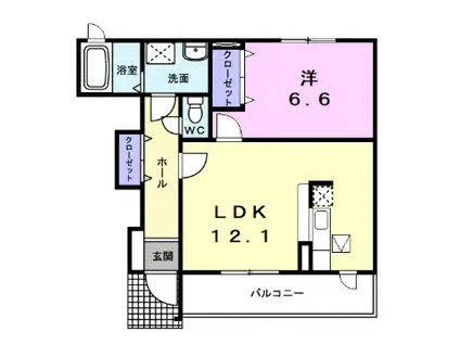 レインボーヒルズI(1LDK/1階)の間取り写真