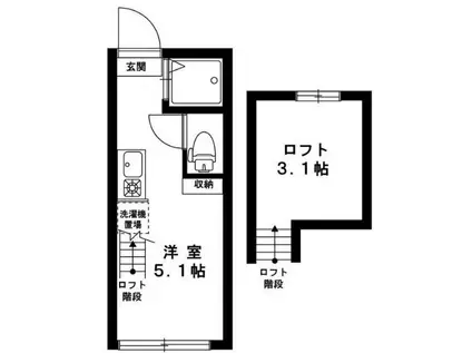 ジュネス中野坂上(ワンルーム/2階)の間取り写真