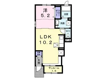 トイロ・明(1LDK/1階)の間取り写真