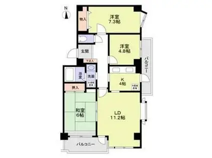 プレジール桜(3LDK/3階)の間取り写真