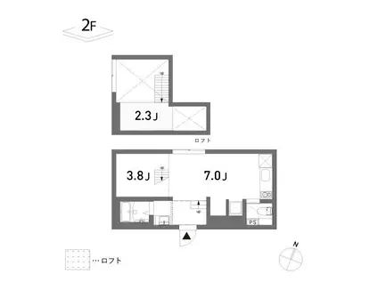 COLLAGE HOUSE(ワンルーム/2階)の間取り写真