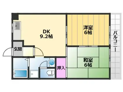 パレスさくら(2DK/1階)の間取り写真