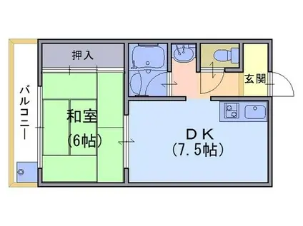 パルデンス長岡京(1DK/1階)の間取り写真
