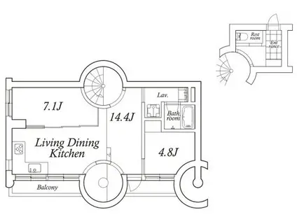 アスタルテ上原(2LDK/4階)の間取り写真